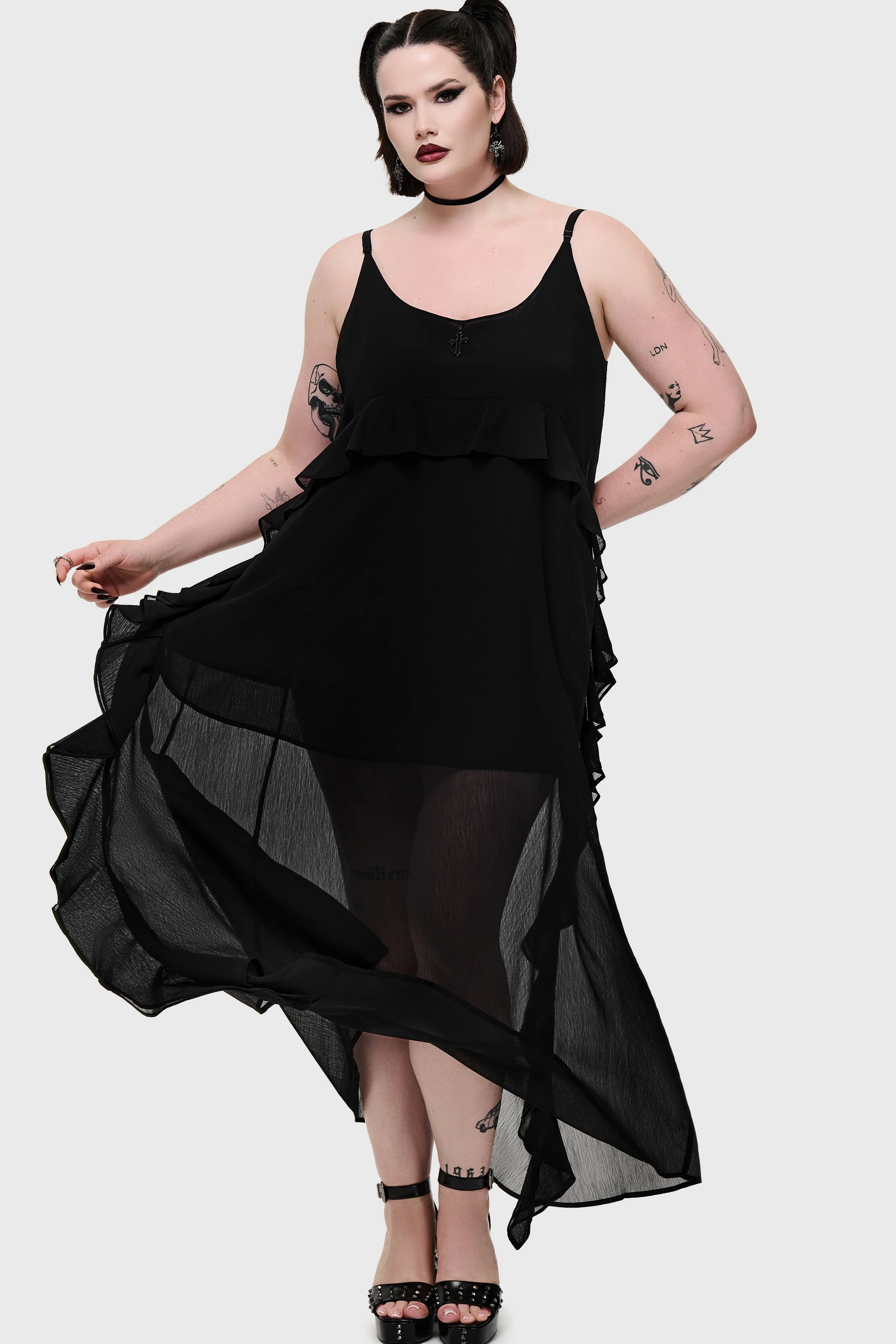 Cathedral Garden Chiffon Ruffle Maxi Dress - Image 8
