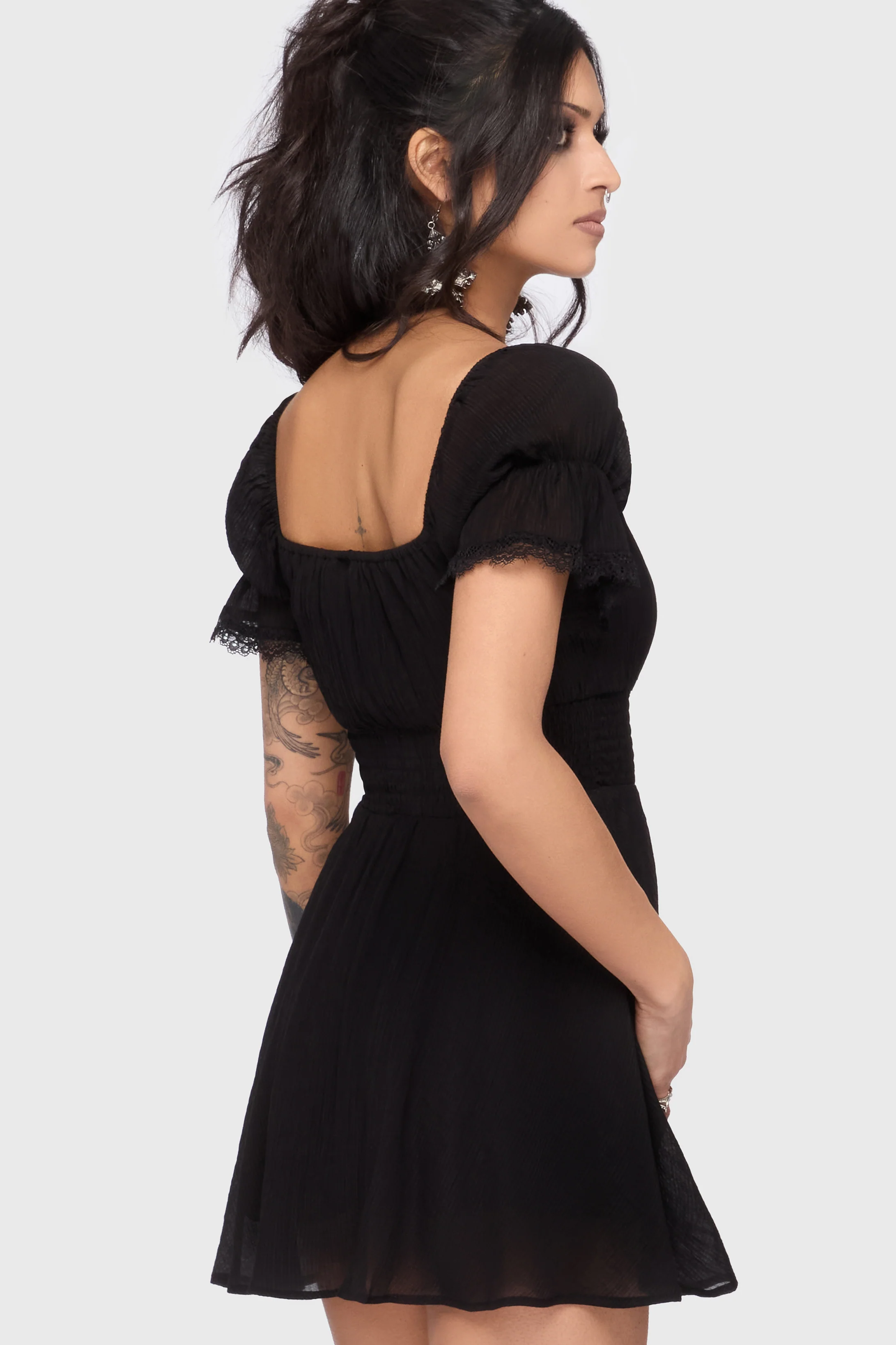 Celestial Night Off The Shoulder Mini Dress [Black] - Image 2