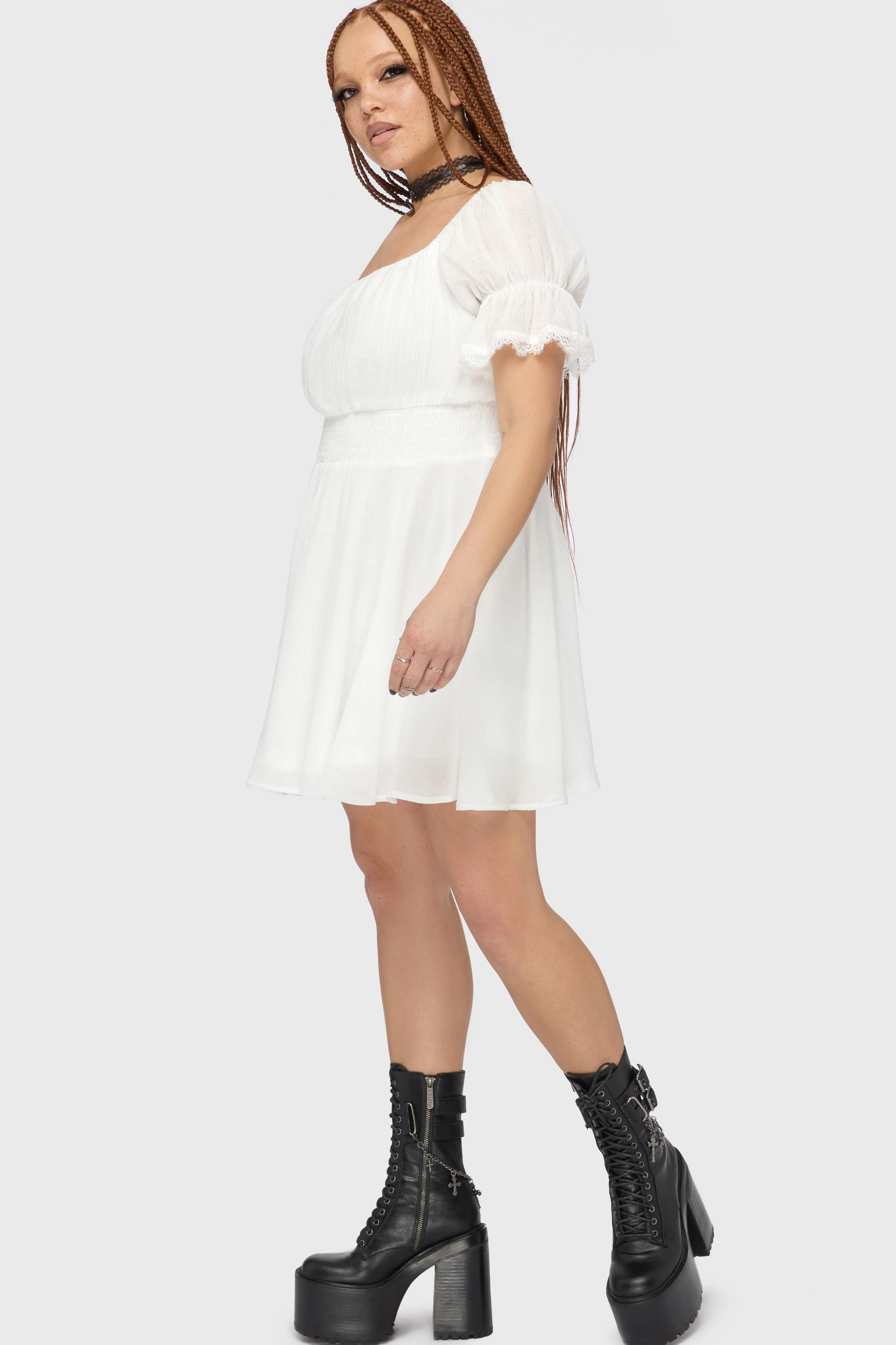 Celestial Night Off The Shoulder Mini Dress [White] - Image 8