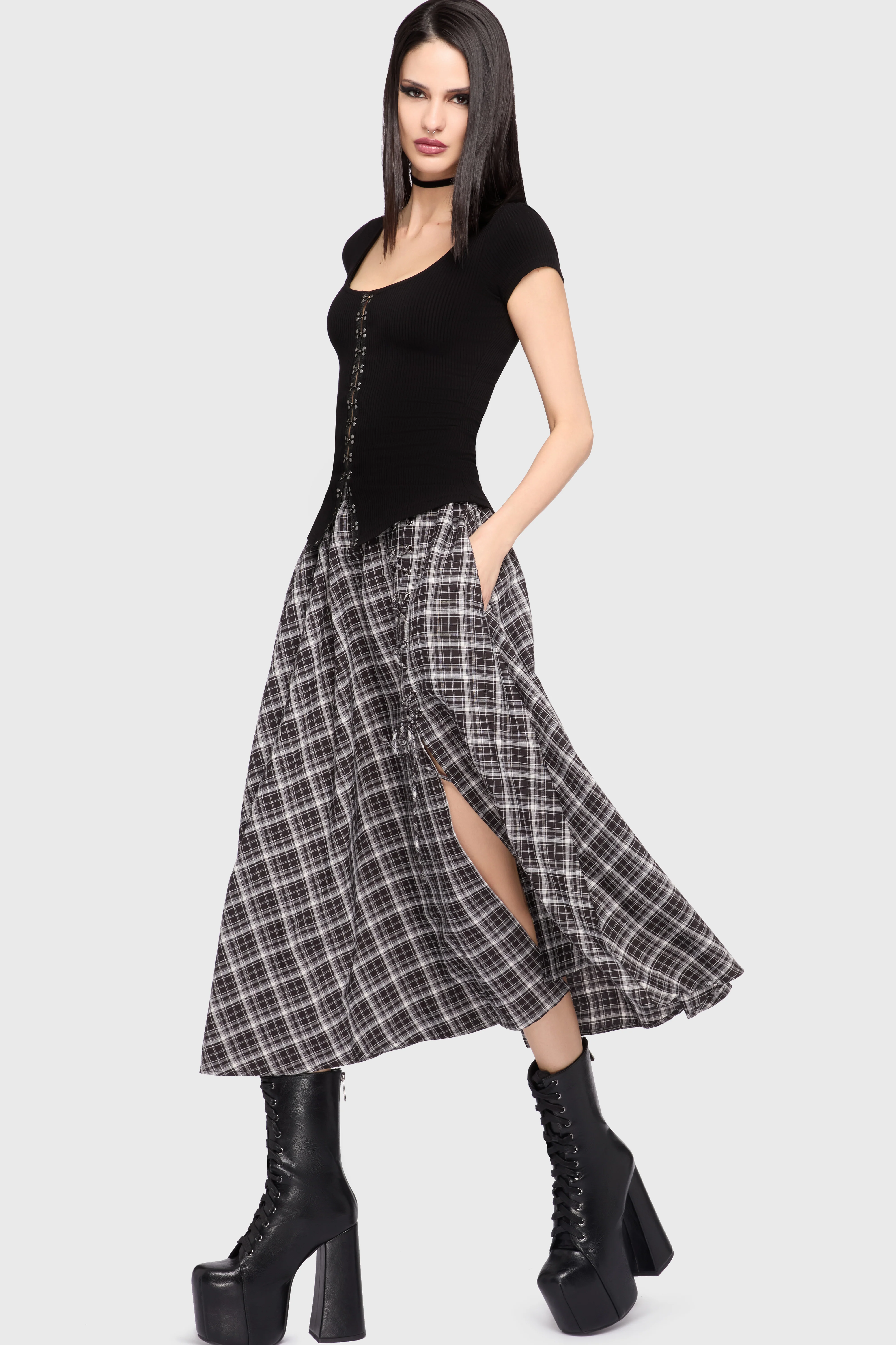 Chapel Blessing Plaid Midi Skirt - Image 2