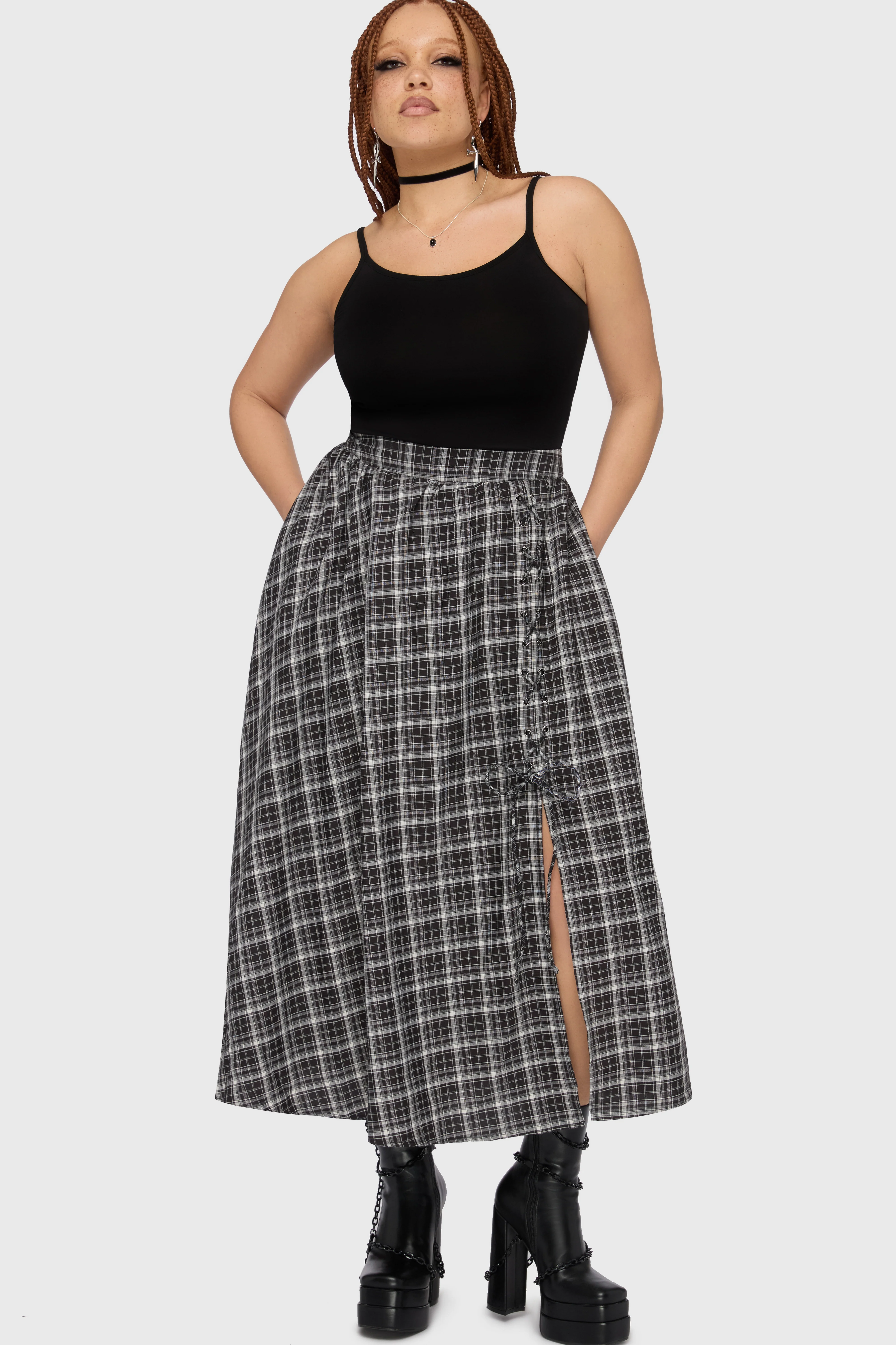 Chapel Blessing Plaid Midi Skirt - Image 5
