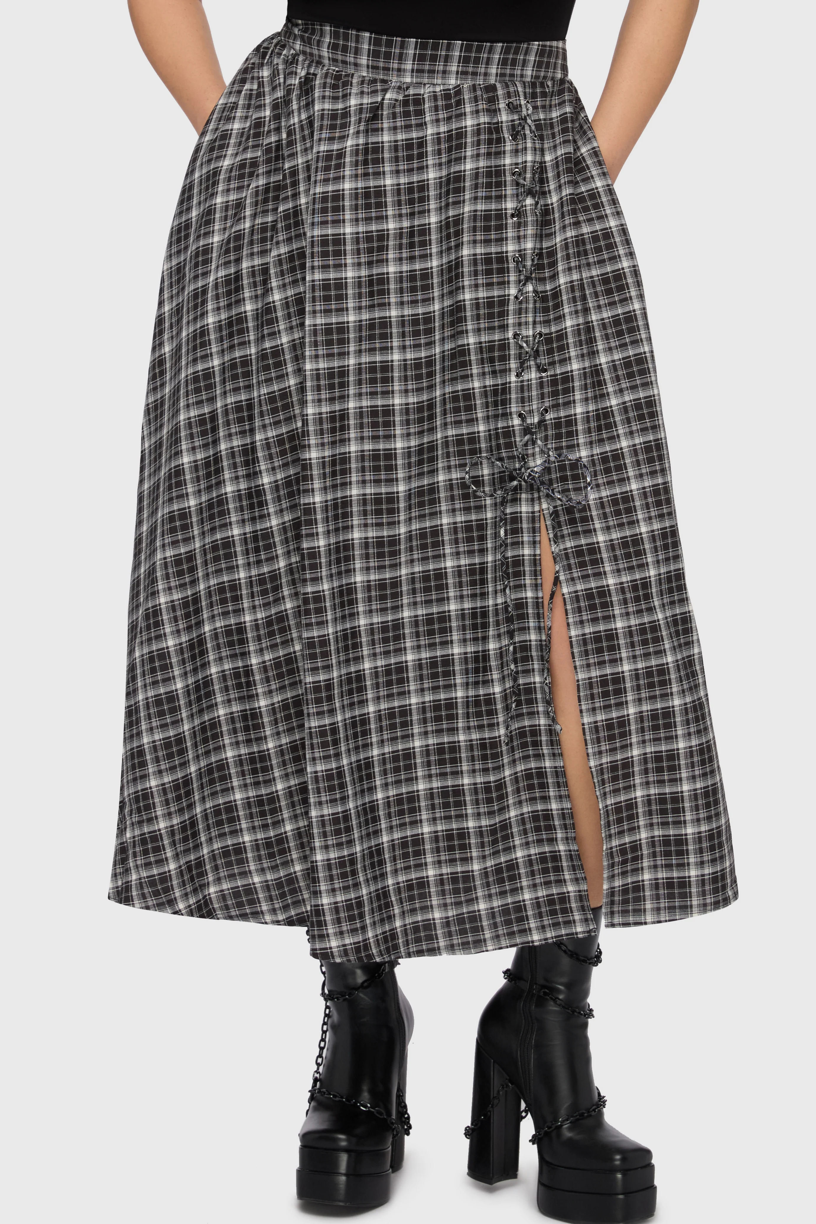 Chapel Blessing Plaid Midi Skirt - Image 7