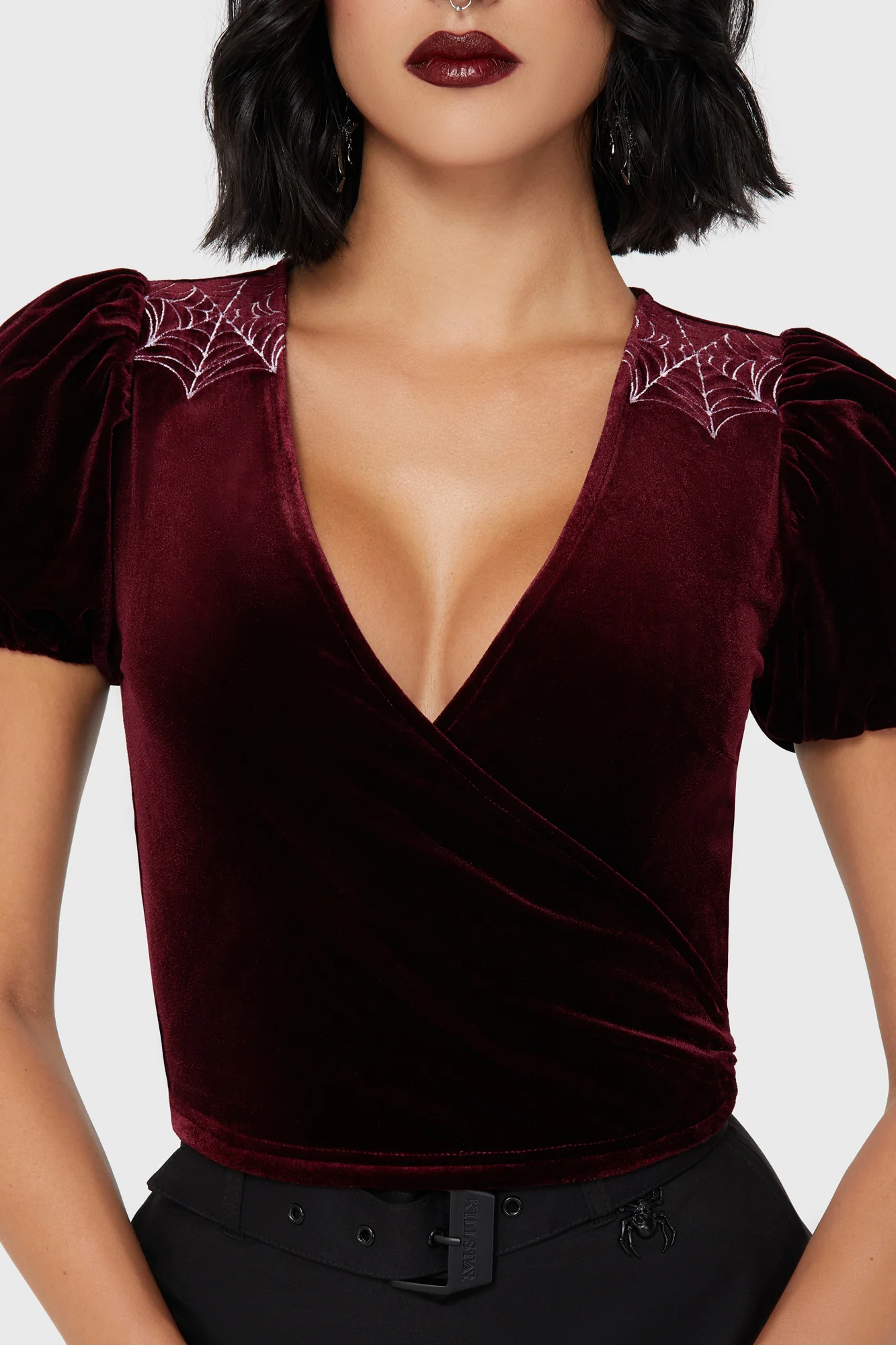 Crimson Web Wrap Top - Image 3
