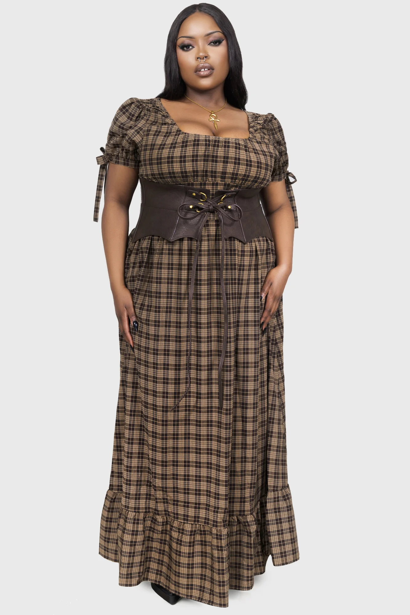 Grim Gretchen Dress [BROWN TARTAN] - Image 6