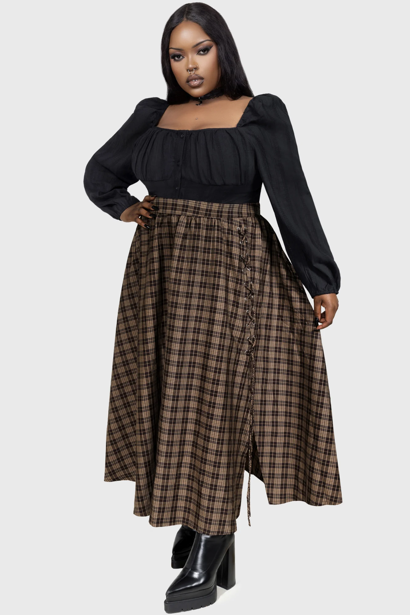 Haven Hollow Skirt [BROWN TARTAN] - Image 6