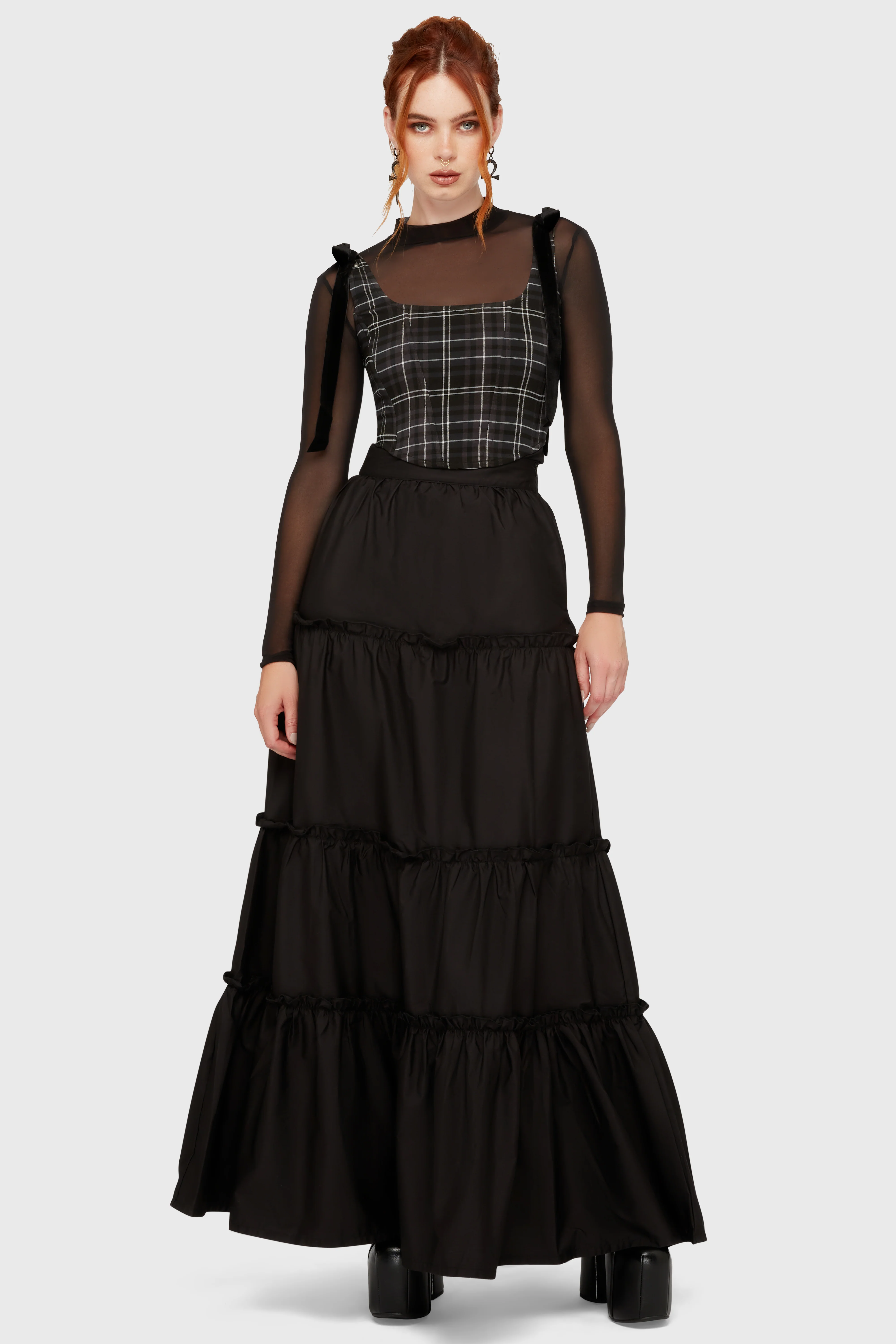 Tartan Flora Corset Top [GREY] - Image 2