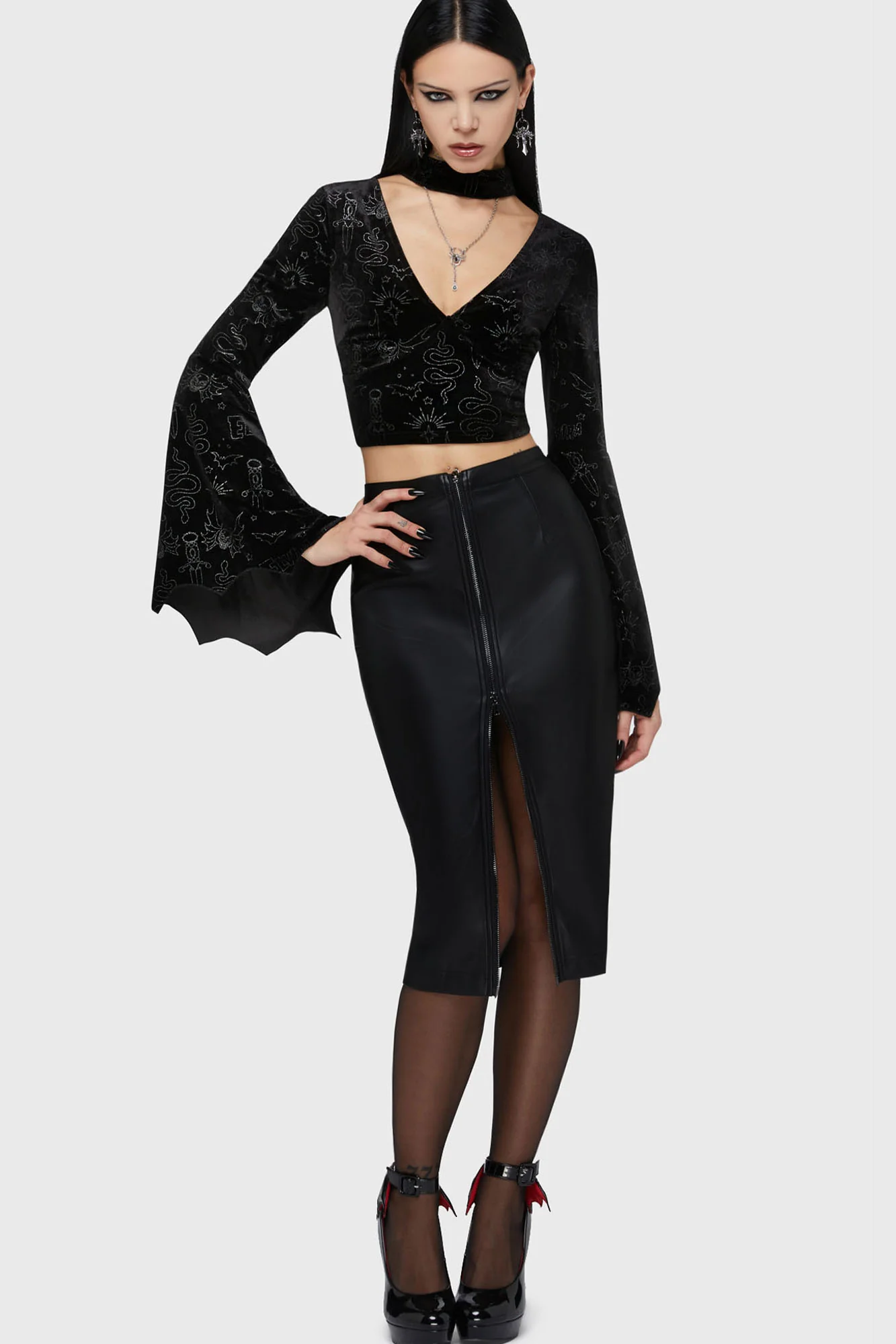 Yours Cruelly Bat Sleeve Top - Image 3